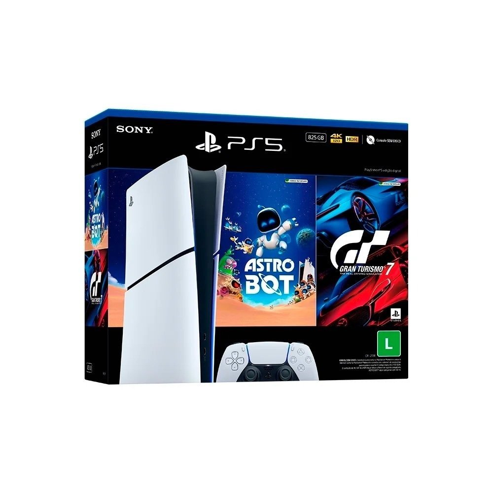 Console Sony PlayStation 5, SSD 825GB, Controle Sem Fio DualSense + 2 Jogos Digitais, Edição Digital - Imagem 2