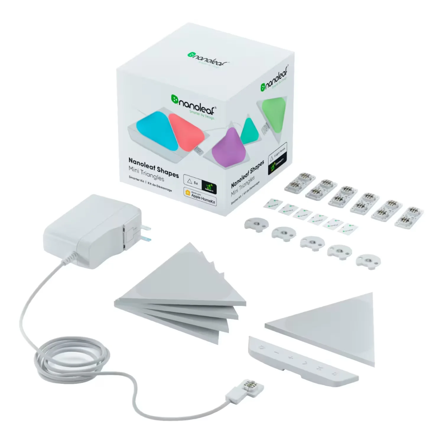 Painel LED Nanoleaf Shapes Triângulos Mini Smarter Kit NL48-5017TW-5PK RGB - 5 Painéis - Imagem 2
